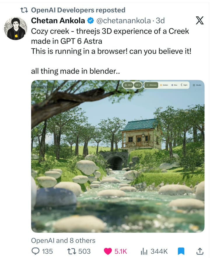 OpenAI Developers reposting Cozy Creek